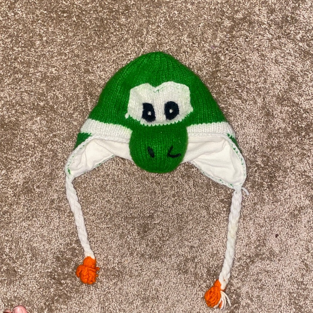 Green Character Knit Hat with Ear Flaps